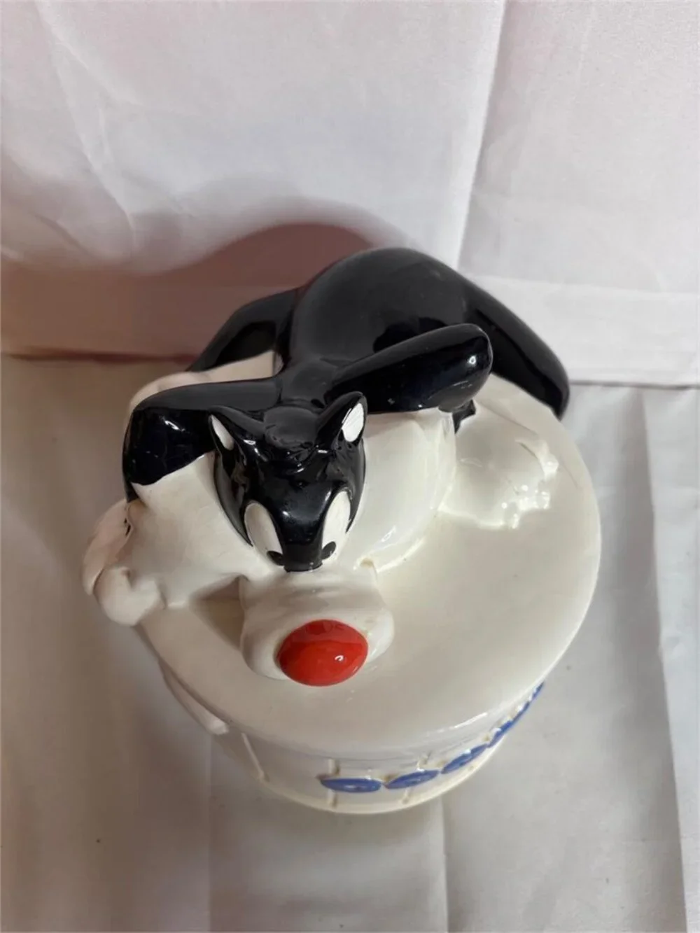 Vintage Warner Bros Sylvester the Cat Ceramic Cookie Jar Trash Can Looney Tunes